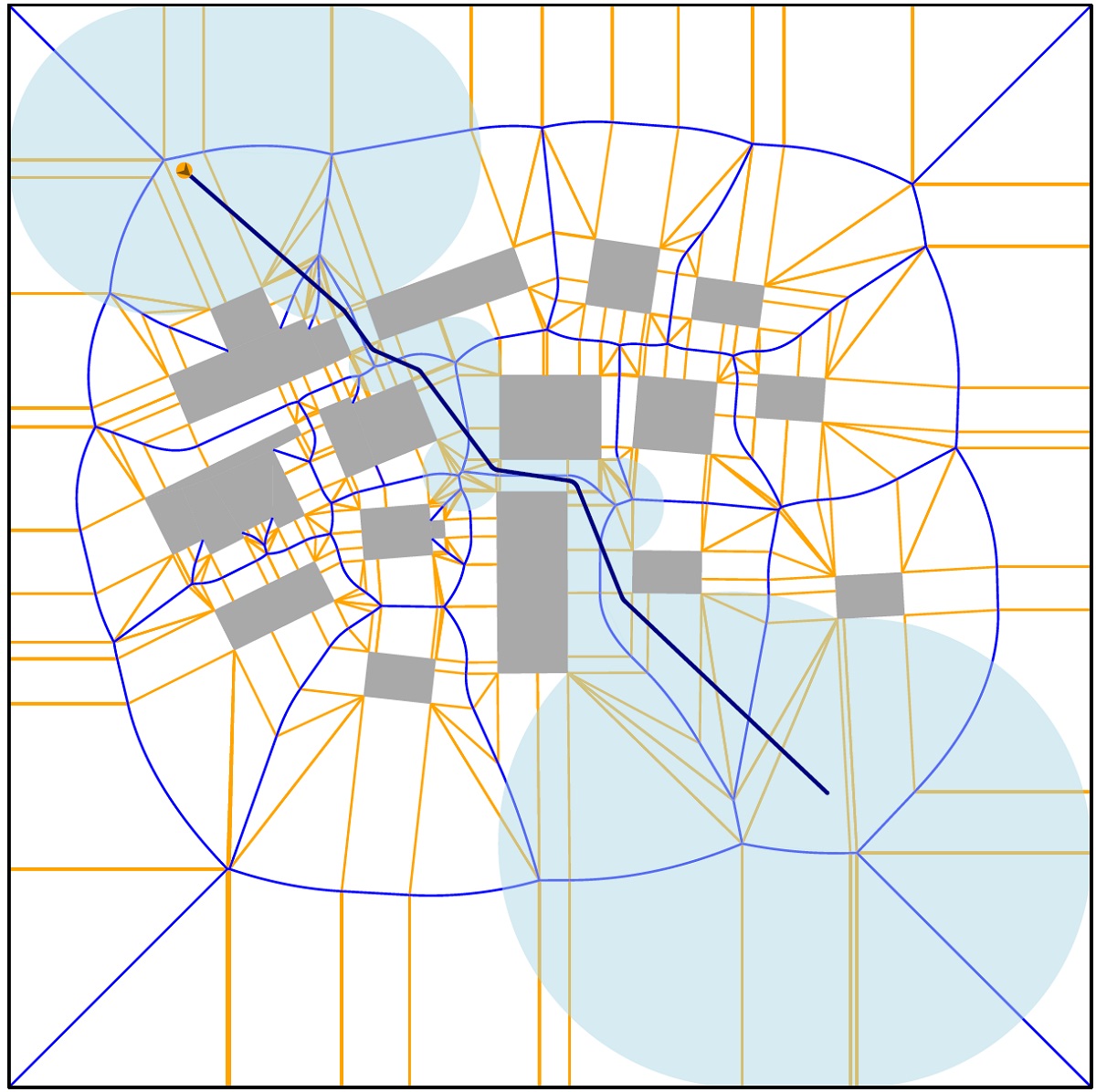A 2D path planning demo based on our UU crowd simulation framework.