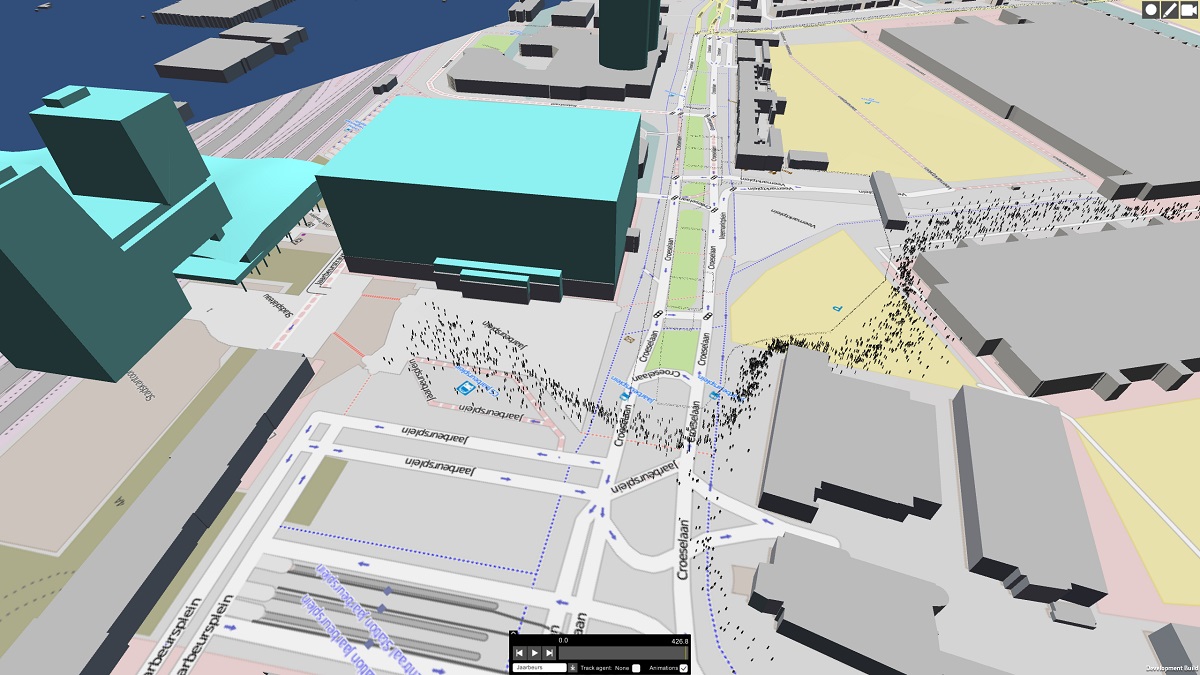 Crowd simulations of the Grand Départ of the Tour de France in July 2015 in Utrecht.