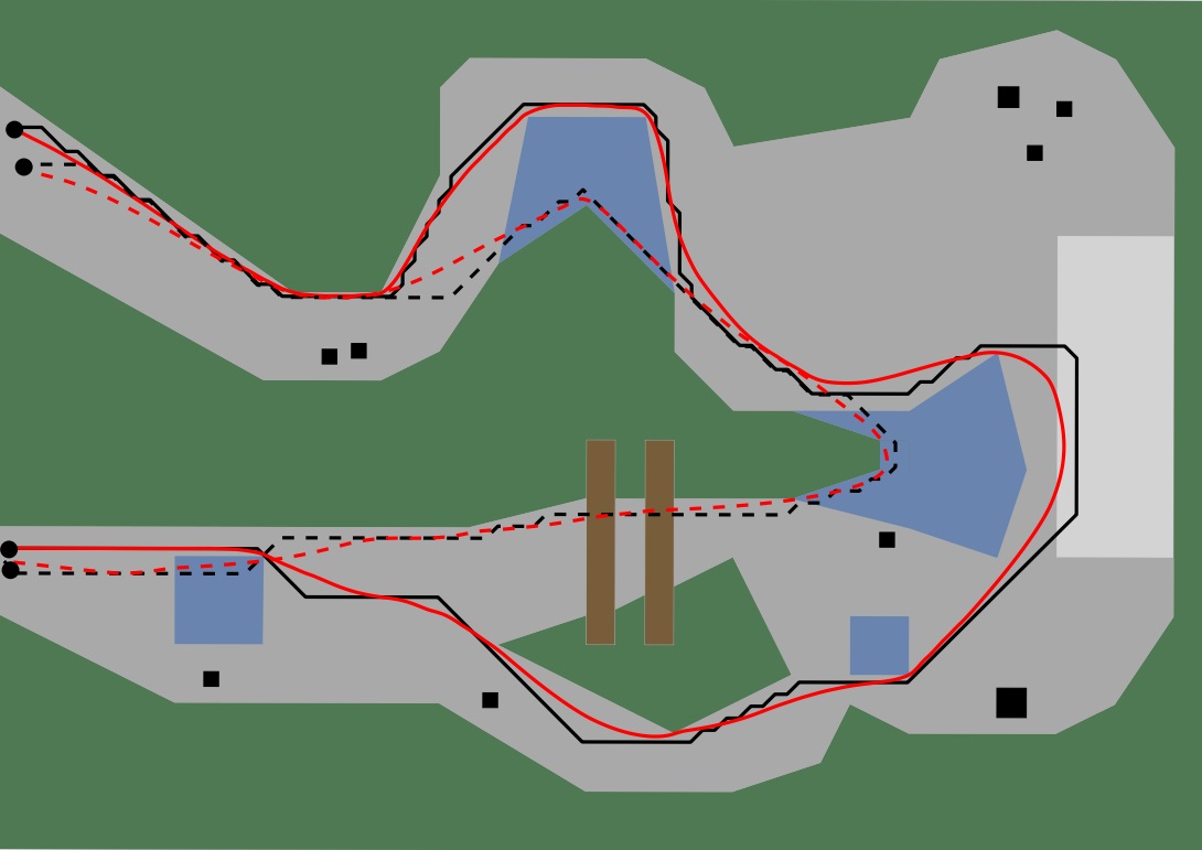 Features: Route planning and route following in weighted regions.