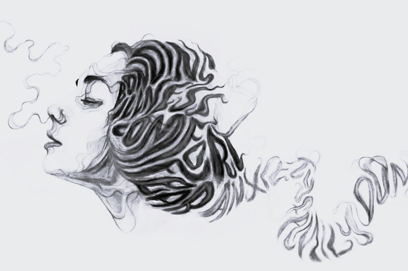 Image of a woman smelling something