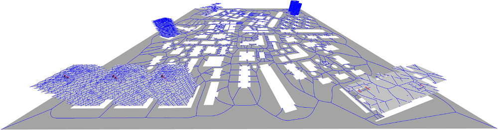 A city (500x500m) with 8 multi-layered buildings, generated in 0.9s (926ms).