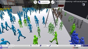 Crowd simulation and social distancing