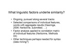 What linguistic factors underlie similarity?