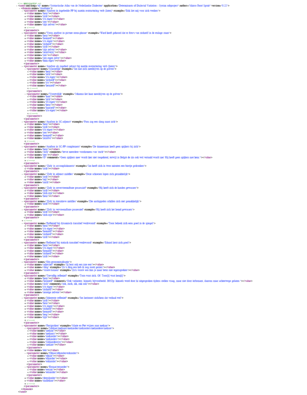 De syntactische anafora-data in XML formaat, zoals deze wordt ingelezen door mijn sync programma